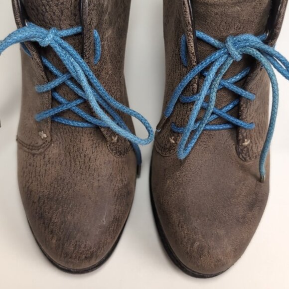 Rag & Bone Odval Brown Distressed Wedge Heel Booties Leather Lace Up Chukka - Picture 3 of 14